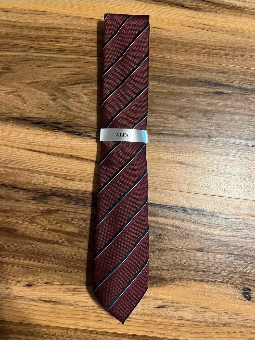Alfani Men's Clarkson Stripe Tie, Burgundy, Width: 2-3/4